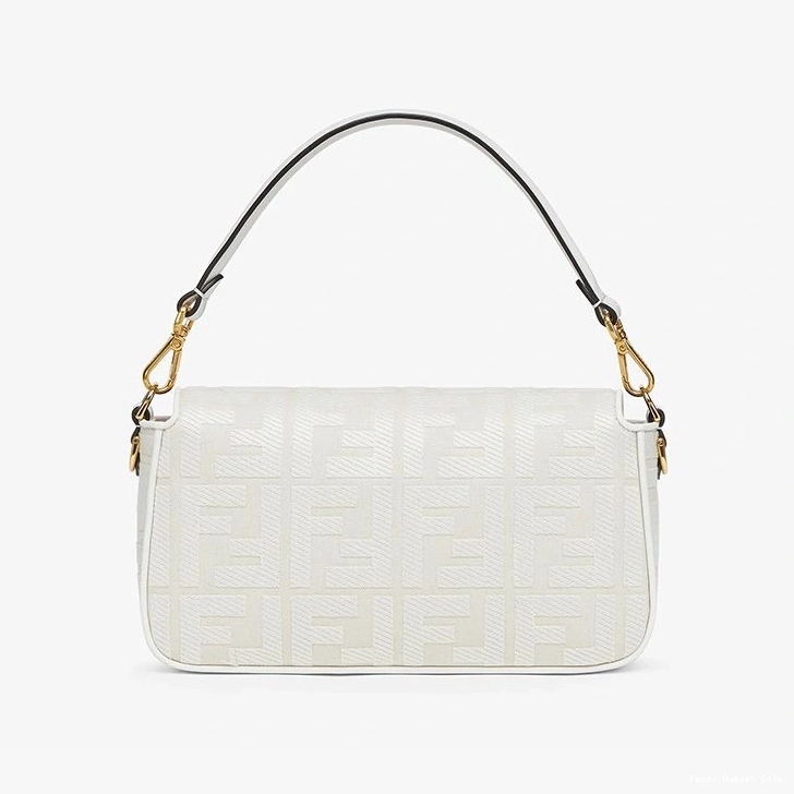 Affordable Medium Laser Canvas Cut Fendi Motif In FF with Bag White Baguette Strap 0805